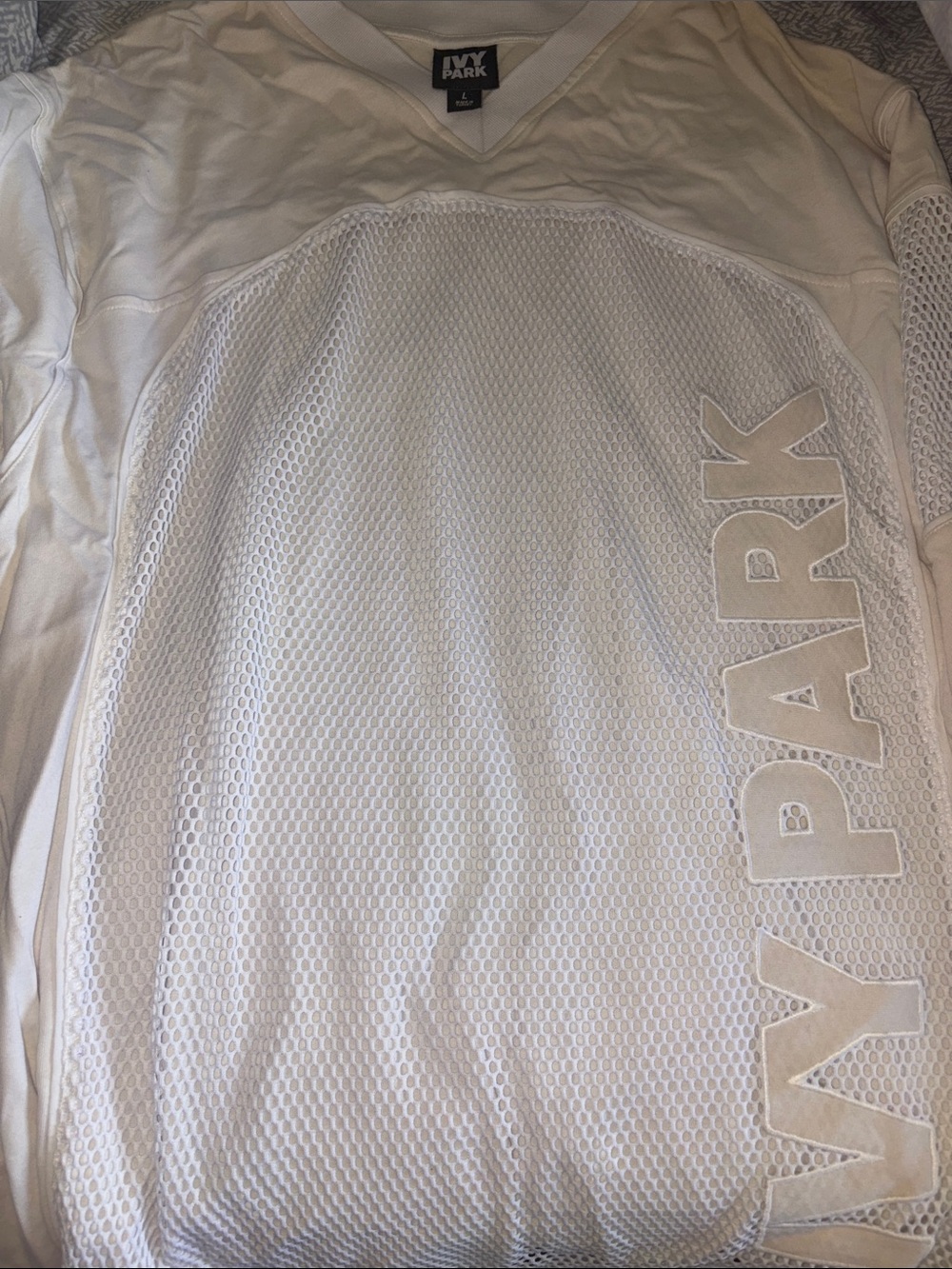 IVY PARK White Mesh Logo Pullover large oversized